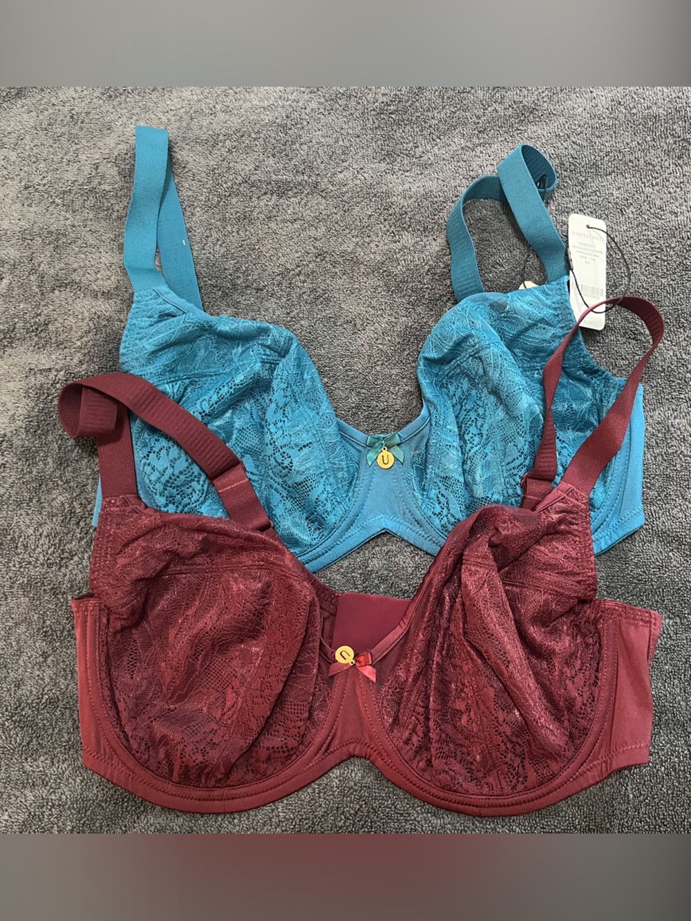 NWT 34DDD Lace Underwire Bra Duo — Teal and Burgundy by Understance